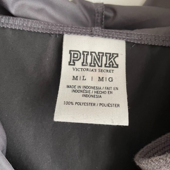 Victoria's Secret PINK Black and Gray Hooded Windbreaker Ladies Jacket, M/L - Picture 3 of 5